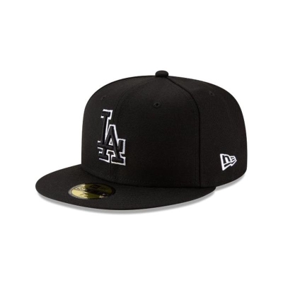 Black Los Angeles Dodgers Hat - New Era MLB Outline 59FIFTY Fitted Caps USA8327965